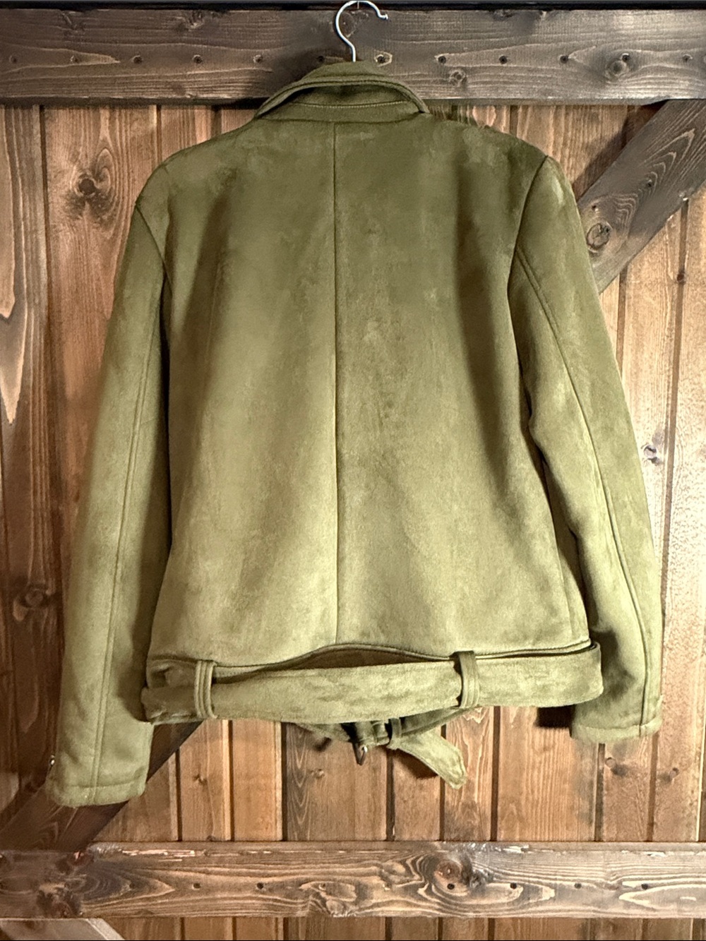 Noisy May Olive Green Suede Moto Jacket - Picture 7 of 7